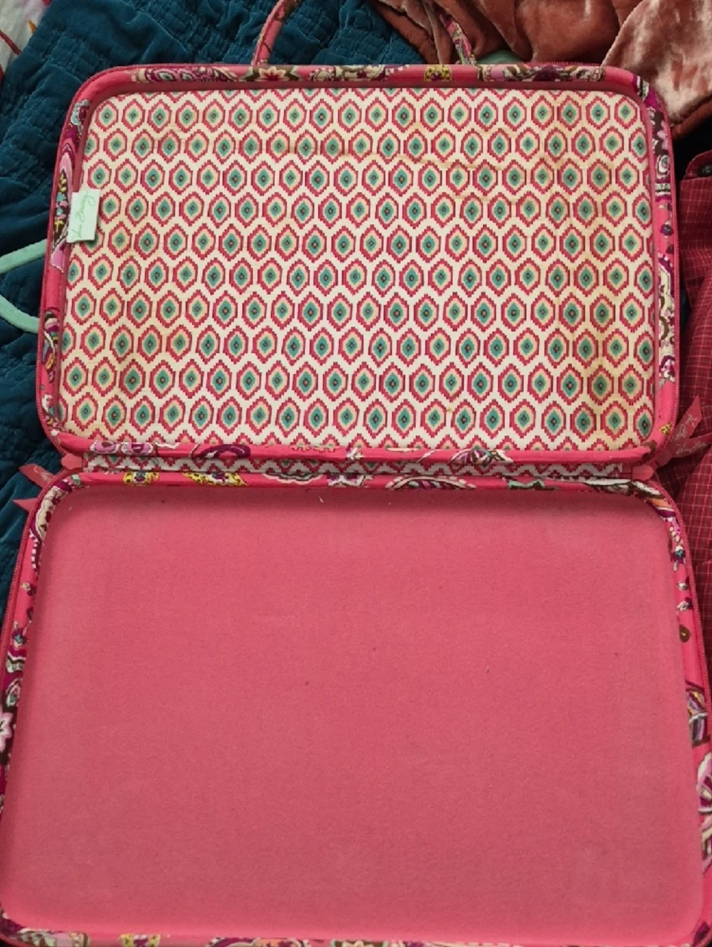 Vera Bradley Pink Paisley Quilted Laptop Computer Bag Cottagecore